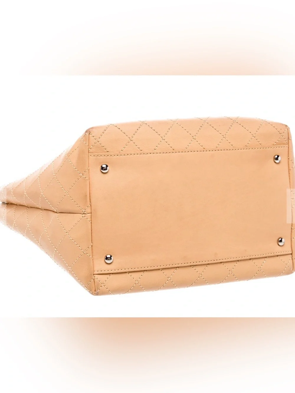 Chanel CC Shopping Tote crafted from quilted calfskin silver tone hardware